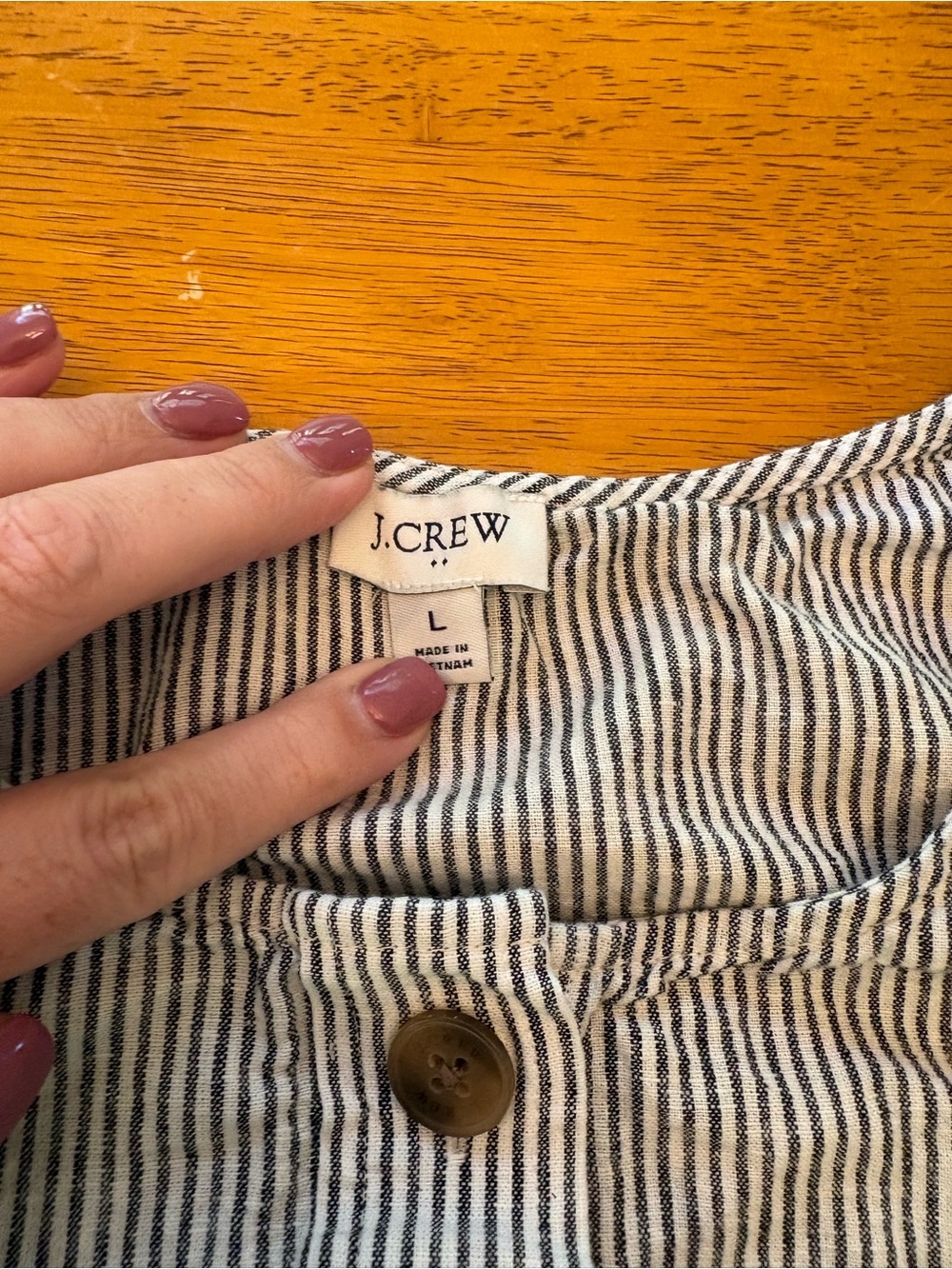 J. Crew Navy & White Striped Sleeveless Button-Front Top - Picture 3 of 4